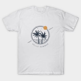 Palms And Ocean. Hello Summer. Motivational Quote. Geometric Style T-Shirt